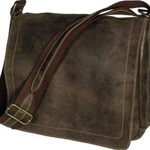 DAVID KING DISTRESSED BROWN LEATHER MESSENGER BAG MED SIZE